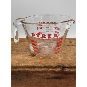 PYREX Glass 1 Cup 250ml Measuring Cup Red Lettering Made In The USA Vintage